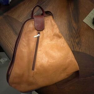 Brown Leather Backpack with Modern Minimalist Design